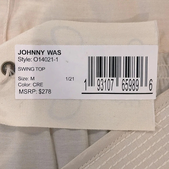 Johnny Was Calme embroidery cream Swing top size medium - Picture 8 of 12